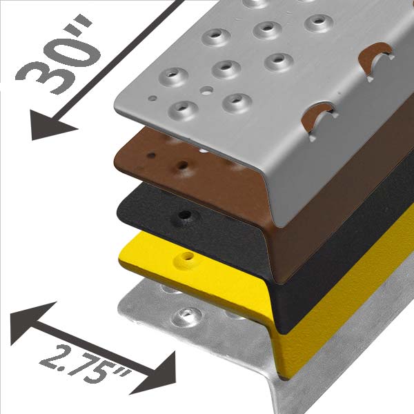 Handi TreadsAluminum Non-Slip Stair NosingGray Powder Coated 30 x 2.75in Handi TreadsAluminum Non-Slip Stair NosingGray Powder Coated 30 x 2.75in